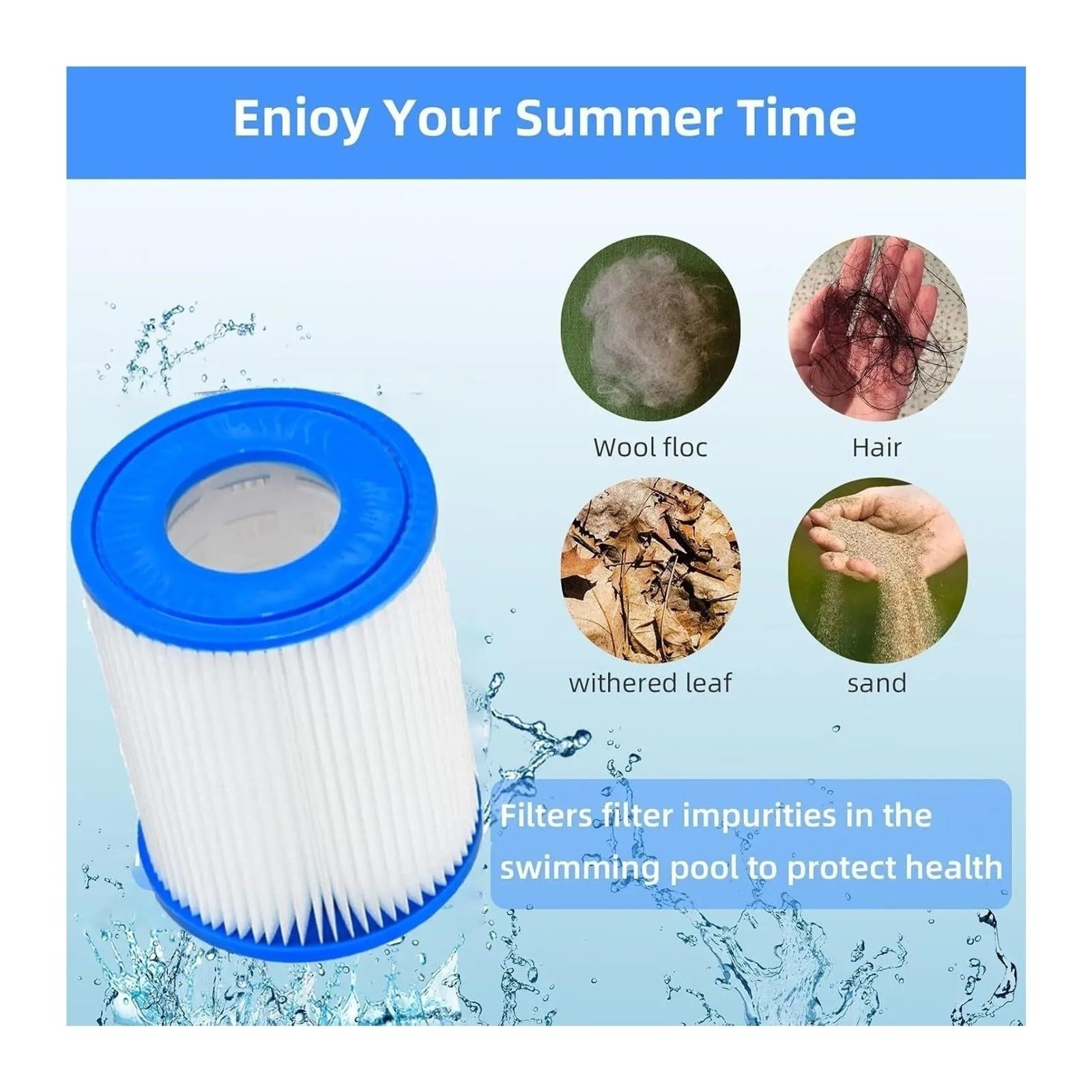 Cartuccia Filtro, Compatibile con Bestway II, Cartuccia Filtro Pool Spa for Flowclear II, Compatibile con Lay Z Spa, 58094, 58383, 58386, 58117, 58386GS(6PCS)