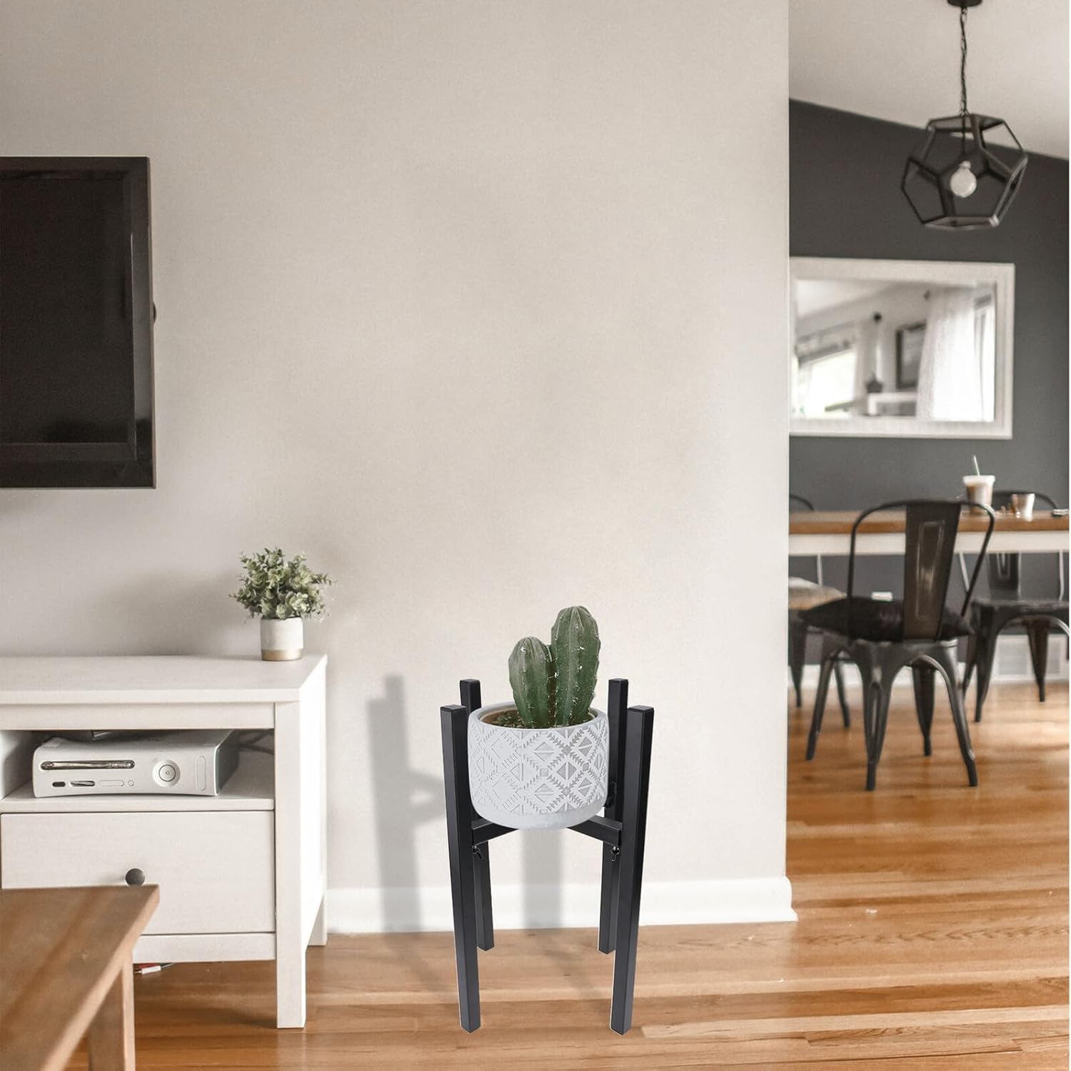 BESPORTBLE Adjustable Iron Art Four-legged Flowerpot Stand Plant Holder for Indoor Outdoor Use Black Modern Minimalist Design Height for Planters