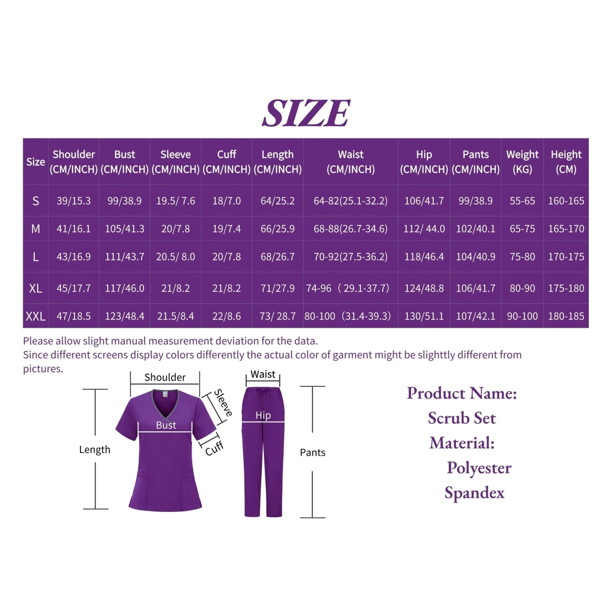Divisa Da Infermiera Uniforme chirurgica Donna Ospedale Clinico Salone di bellezza Spa Top e pantaloni Set di uniformi for scrub infermieristico da donna Per Cosmetologia E Assistenza Sanitaria(Light