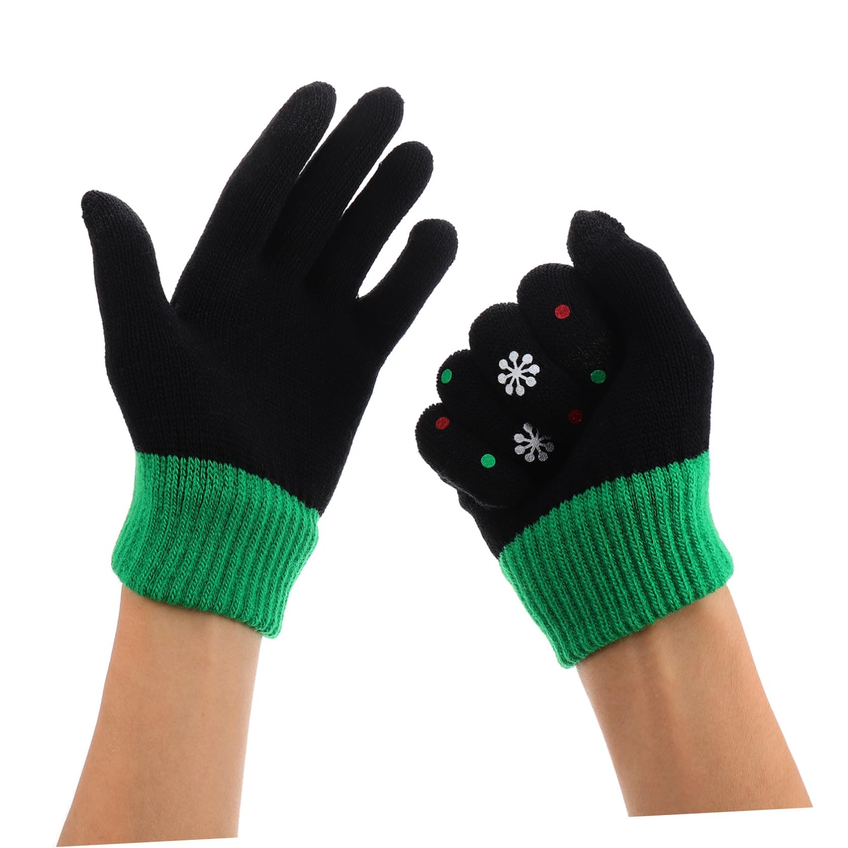 Holibanna 2 Pares de Guantes para Niños Dedos Completos de Punto Cálidos Diseño Navideño de Papá Noel, Material Tejido y Pantalla Táctil para Obsequio de Navidad