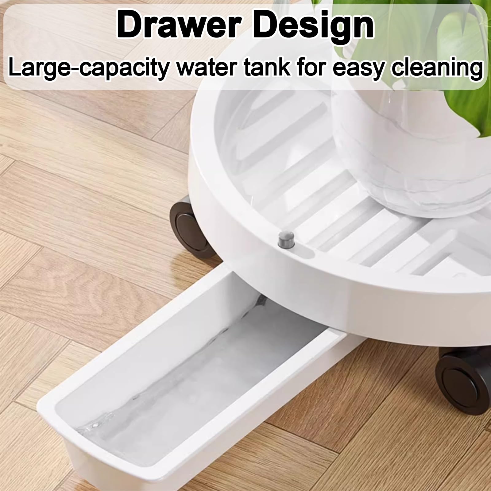 Carrello Portavasi con Cassetto di Scarico, Sottovasi Grandi con Ruote | Carrello per Piante Mobile Bacinella, Portata 50kg per Interno, Giardino, Terrazzo, Casa(Gray,34x10cm/13.4x3.9in)