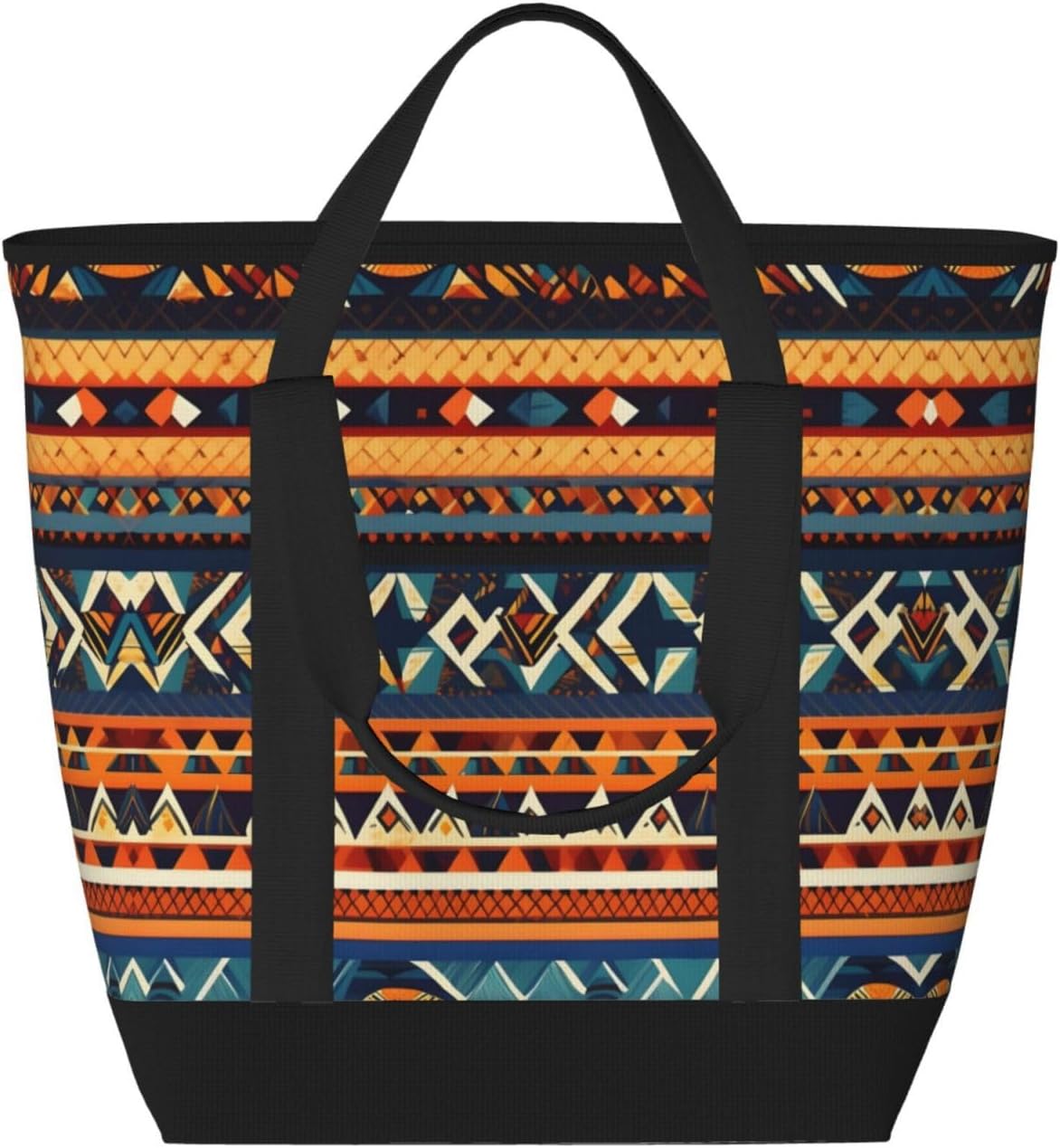 African National Patterns Print Large Cooler Bag Tote Bag,Reusable Grocery Bag,Lunch Box Bag, For Picnic Beach Camping