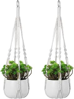 2 Stück Makramee Blumenampel, Boho Blumenampel Hängend Innen, Weiß Baumwollseil  im Test