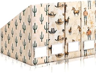 AmazingSpark Western Cowboy Set of 4 Magazine File Holder Decorative