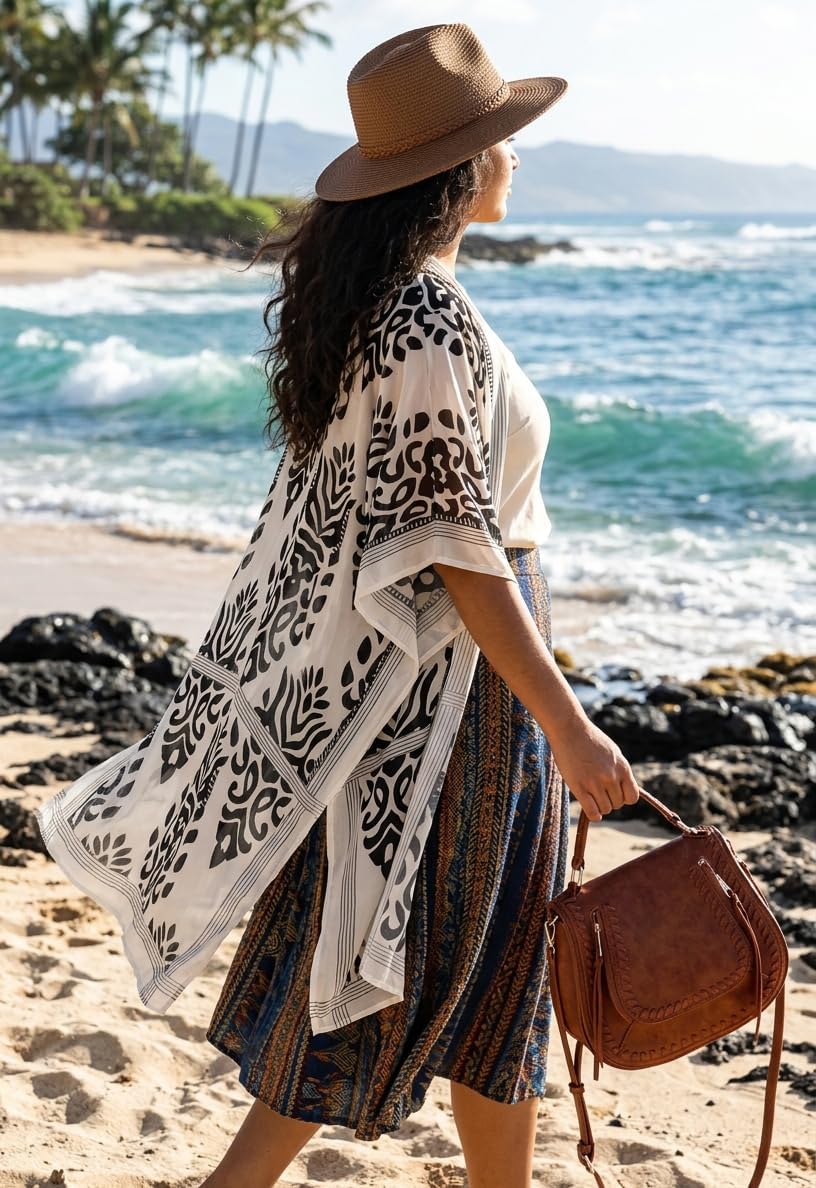 Women's Kimono Beach Cover up for Summer Bathing Suits Cardigans Casual Loose Swimwear 2026