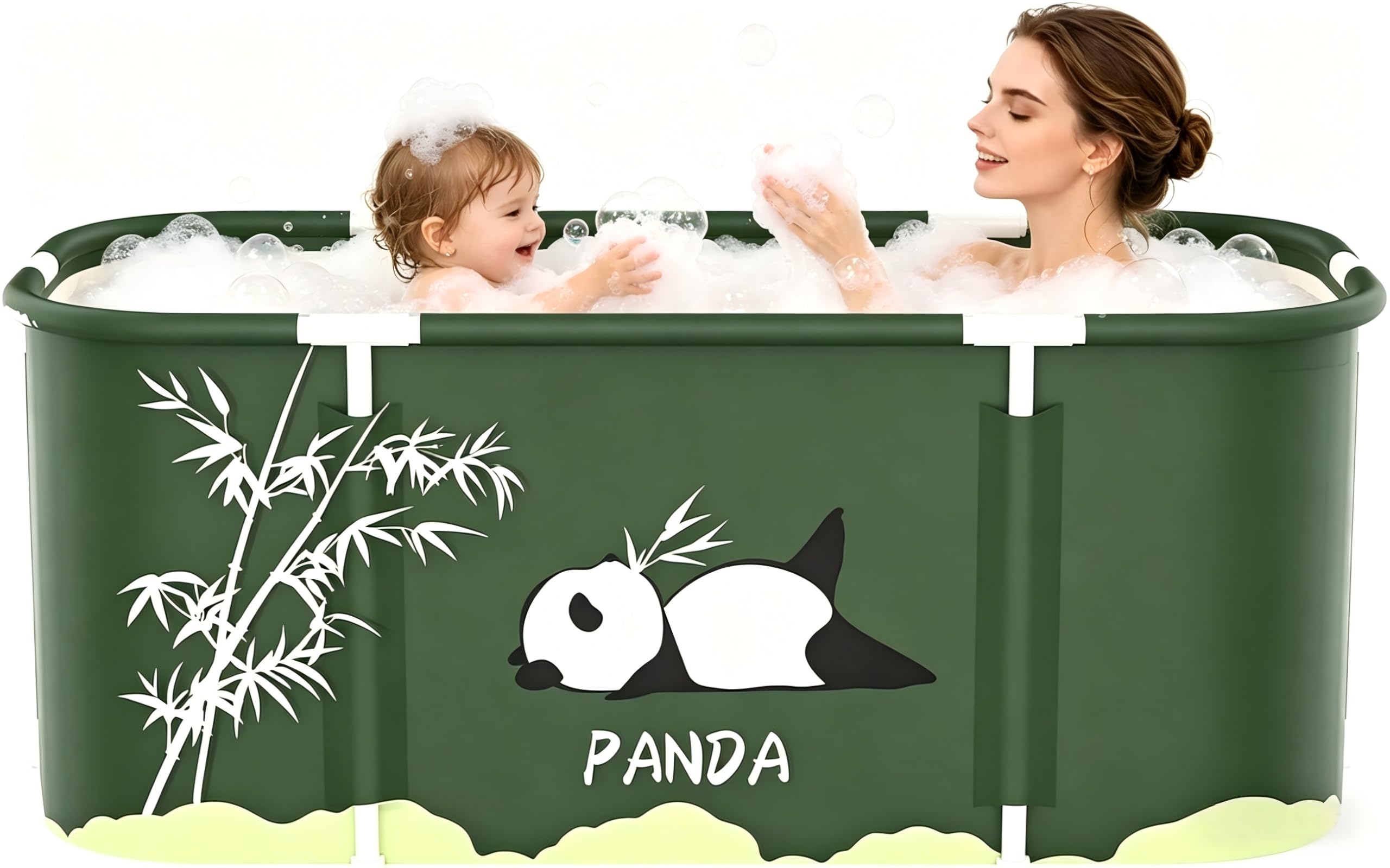 Portable Bathtub for Adult, 115x60x50CM Double Foldable Soaking Tub for Hot & Ice Bath, Thicken Insulation Layer Freestanding Family Spa Tub for Home, Travel & SPA, No Installation