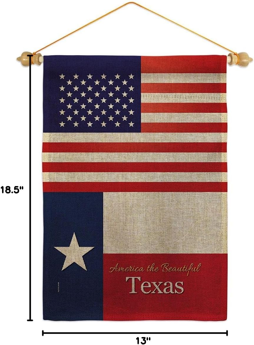 US Texas Burlap Burlap Garden Flag Set Wood Dowel Americana States USA American Territories Republic Country Particular Area Small Decorative Gift Yard House Banner Double-Sided Made In 13 X 18.5