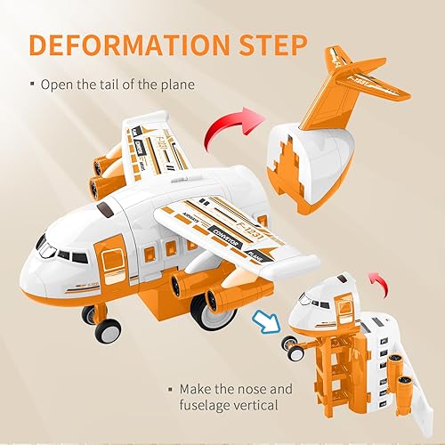 Miniatura 3 de Juguetes de avión para niños de 3, 4, 5, 6 y 3, 4, 5, 6 niños, juguete de coche de aventura para niños de 2 a 6 años con 4 autos de ciudad, tapete