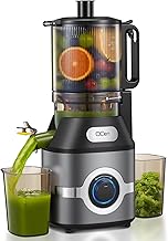 QCen Cold Press Juicer, 5.5” Wide Feed Chute Slow Masticating Juicer Machine for Whole Fruits and Vegetables, Easy to Clean (Gray)