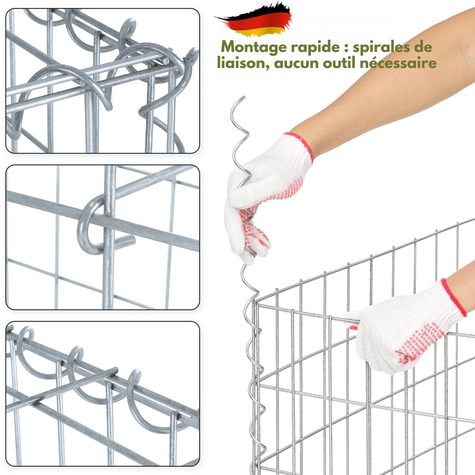 Gabion en Acier Anti-Rouille pour Pierre,Clôture décorative,Muret en Acier pour Un aménagement extérieur stylé (Argenté, L100 x H50 x P30 cm)