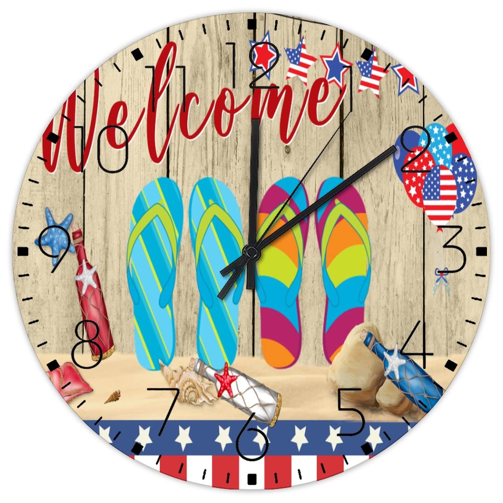 Horloge murale personnalisée ronde en grain de bois minimaliste