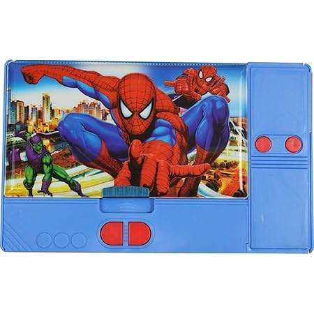 Kiku Plastic Multipurpose Big Size Jumbo Spiderman Magnetic Dual Side Spacious Art Plastic Pencil Box Blue Amazon In Toys Games