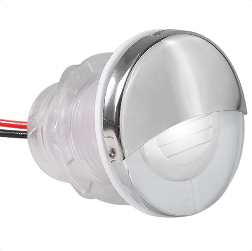 Five Oceans Luces LED de cortesía para barco, 1-516 pulgadas, redonda, media cubierta de acero inoxidable 316, impermeable IP68, blanco frío, 12 V,