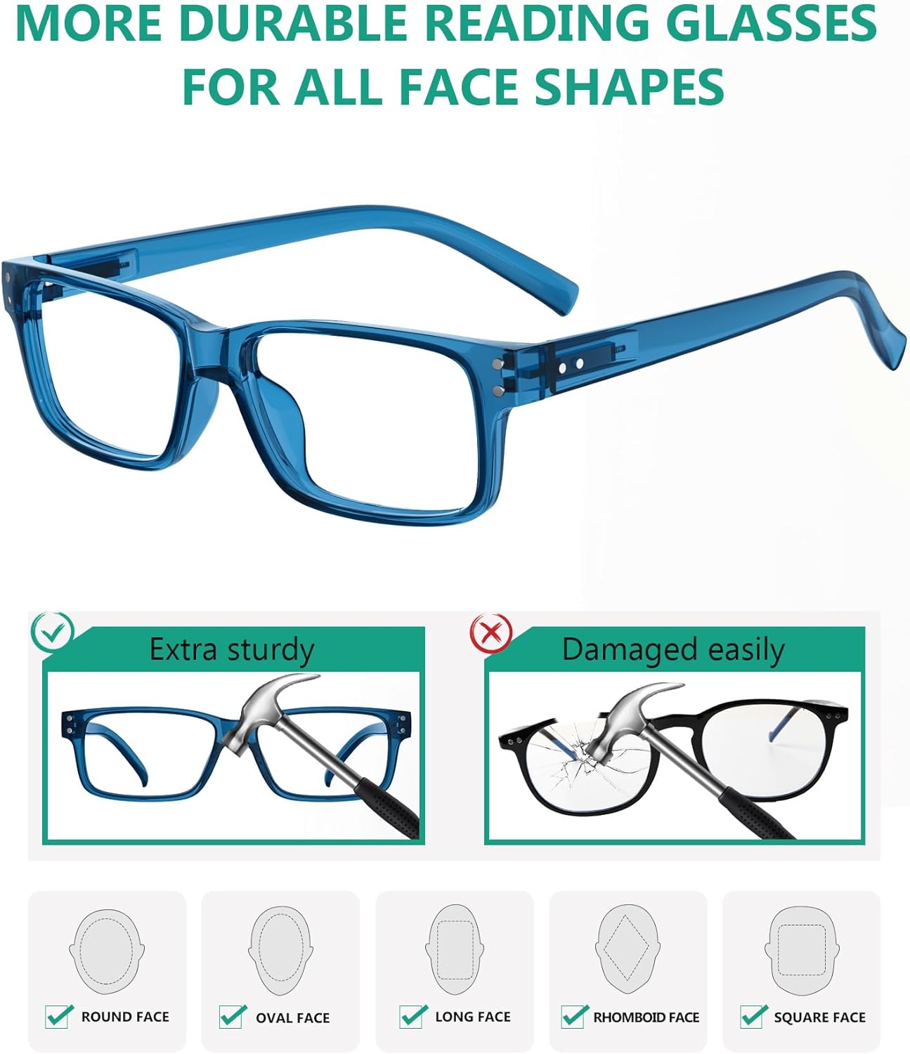 Eyekepper Vintage Reading Glasses for Men - 5 Pack Spring Hinges Classic Readers - Image 3