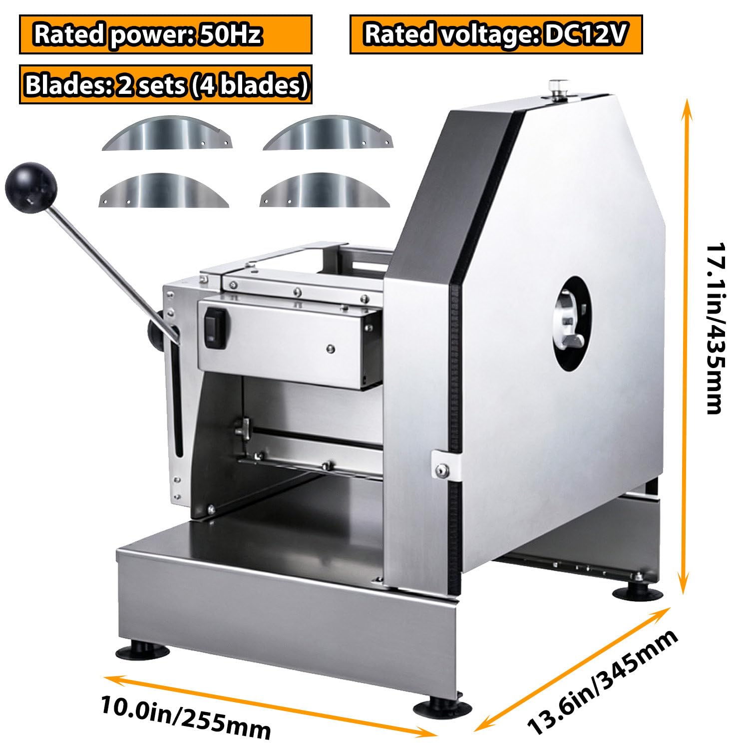 Affettatrice per limoni professionale, affettatrice elettrica per verdure | Affettatrice da cucina regolabile con spessore delle fette da 0 a 0,4 pollici, smontabile e lavabile.