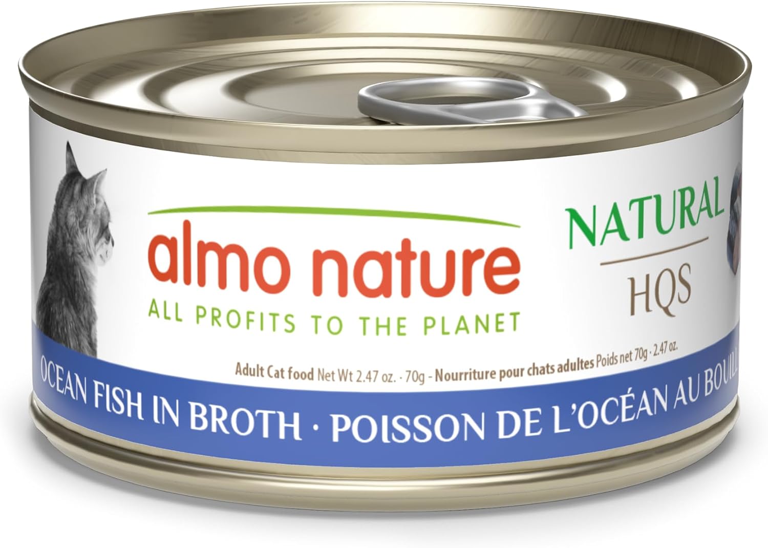 almo nature HQS Natural Wet Cat Food Ocean Fish in Broth, Grain-Free, 2.47 oz (Pack of 24)