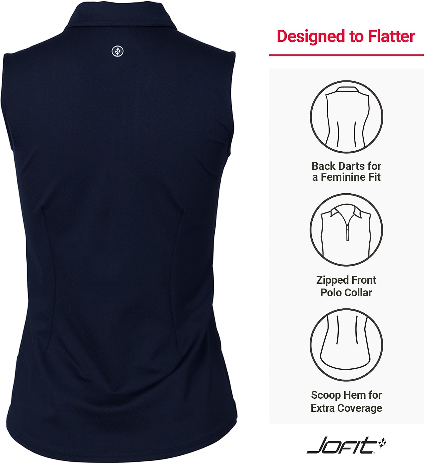 Jofit Apparel Women's Athletic Clothing Sleeveless Performance Polo for Golf & Tennis