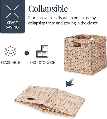 Miniatura 3 de Best Choice Products Cestas de jacinto de 12 x 12 pulgadas, juego rústico de 5 organizadores de almacenamiento plegables multiusos, bolsas de