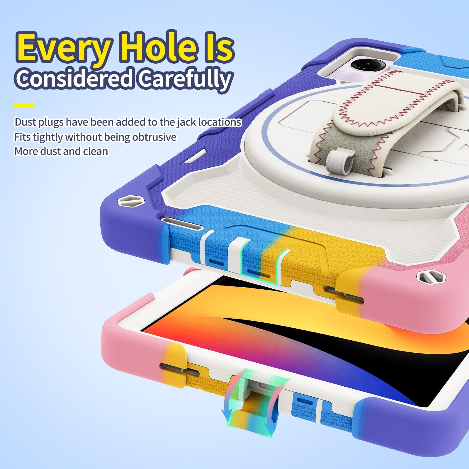 Generic etui kompatybilne z Xiaomi Poco Pad M1 (kolor: ciemnoniebieski) odporny na wstrząsy twardy tył twardy silikon pełna pokrywa stojak pokrowiec pasek
