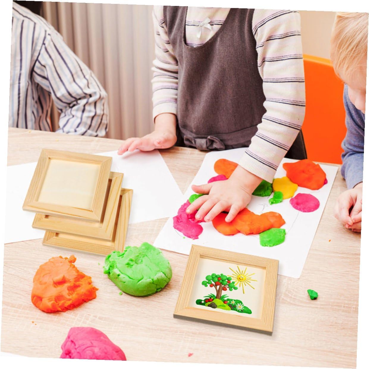 Wood DIY Photo Frames for Crafts 5pcs 20x20cm Wooden Picture Frames for Room Décor for ‘s Artwork Display and DIY Painting Projects
