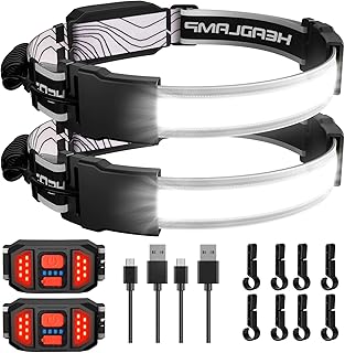 Svjestan LED Headlamp Rechargeable, 2-Packs 1000 Lumen Headlamp Flashlight, 230°Wide Beam LED Headlamps with Red Taillight, Lightweight Waterproof Head Lamp for Running Camping Hiking