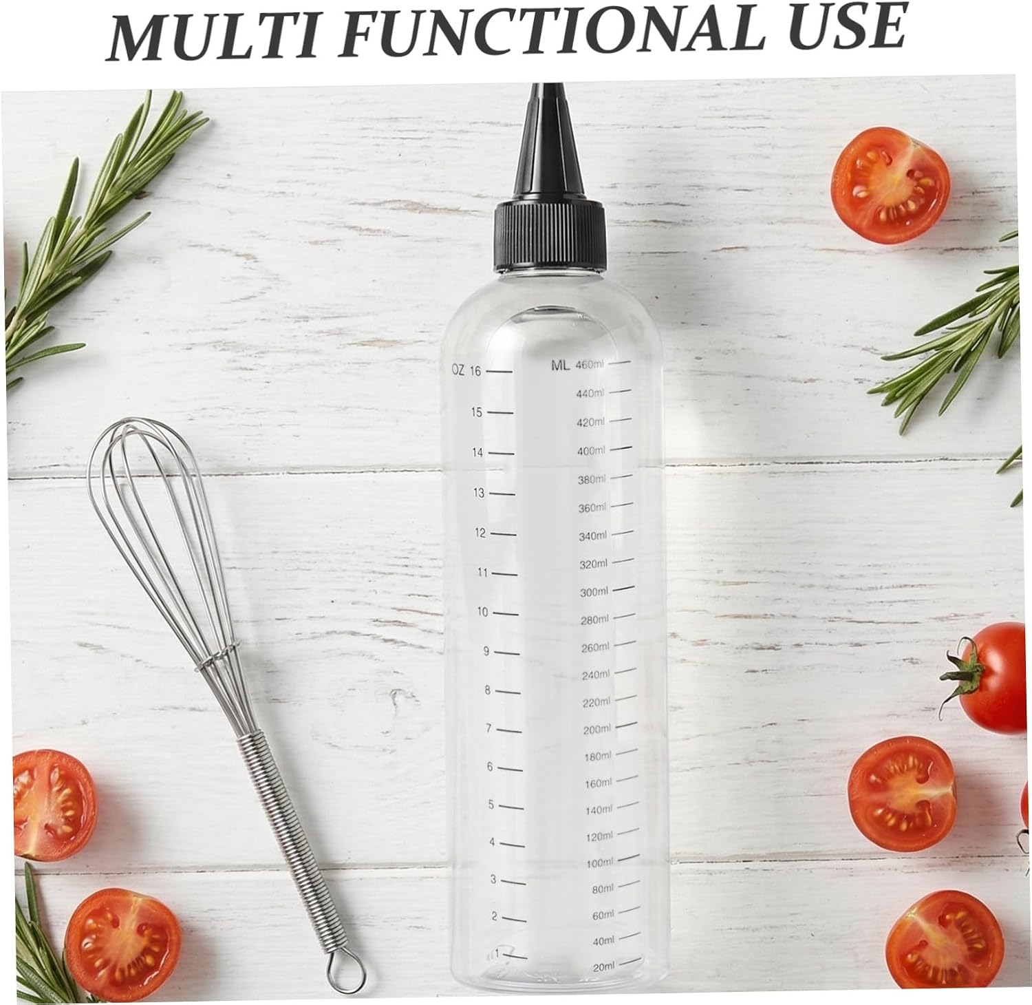 8pcs 17oz Condiment Squeeze Bottles with Measurement Scale, Refillable Plastic Dispensing Bottles for Hair Color, Sauce, and Kitchen Use