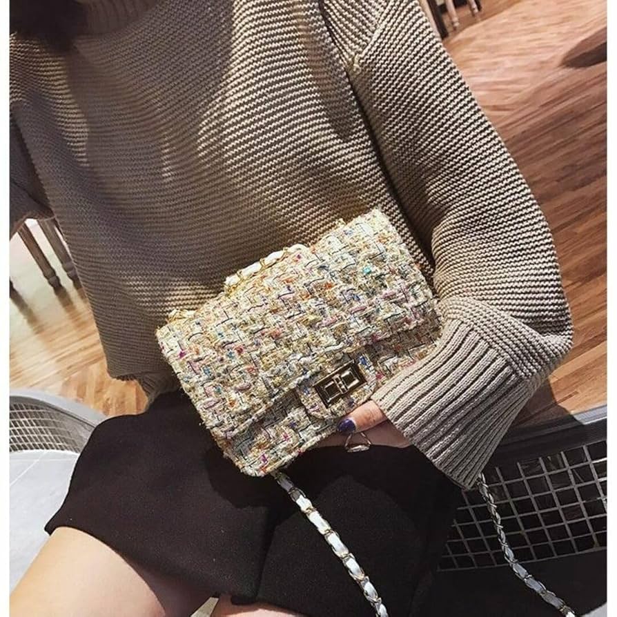 Amazon.co.jp: 多色 ツイード ショルダー ミニバッグ 秋冬