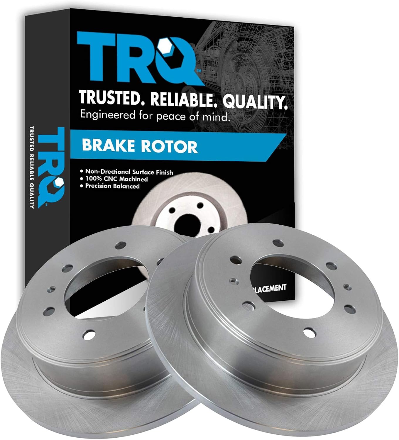 TRQ Rear Brake Rotors Set Vented Compatible with 2006-2010 Hummer H3 2009-2010 H3T