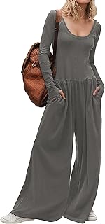 Women's Wide Leg Jumpsuit One Piece Romper Long Sleeve Dressy Casual Eff...