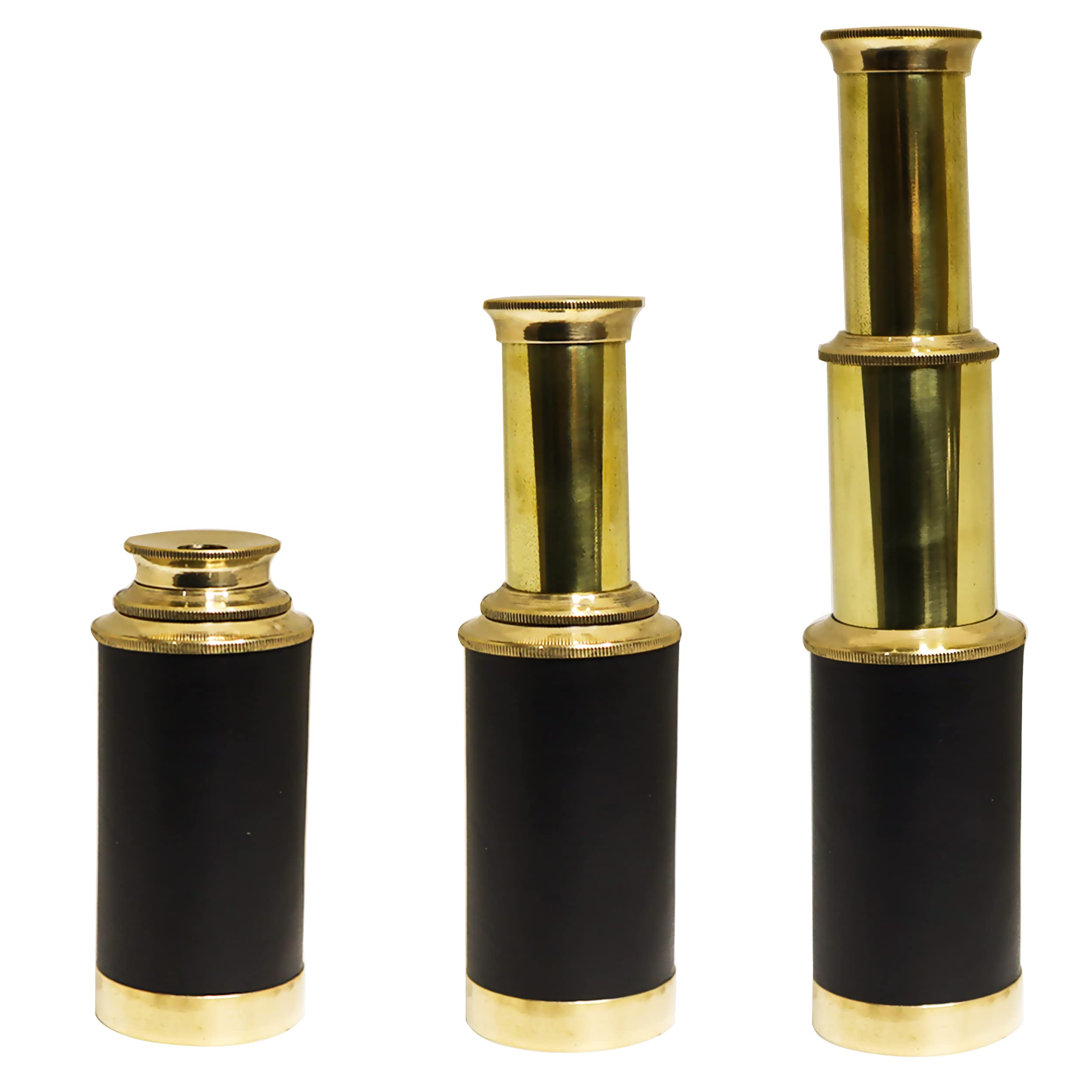 Handheld Brass Antique Telescope Spyglass with Wooden Box - Pirate Navigation 6 inch