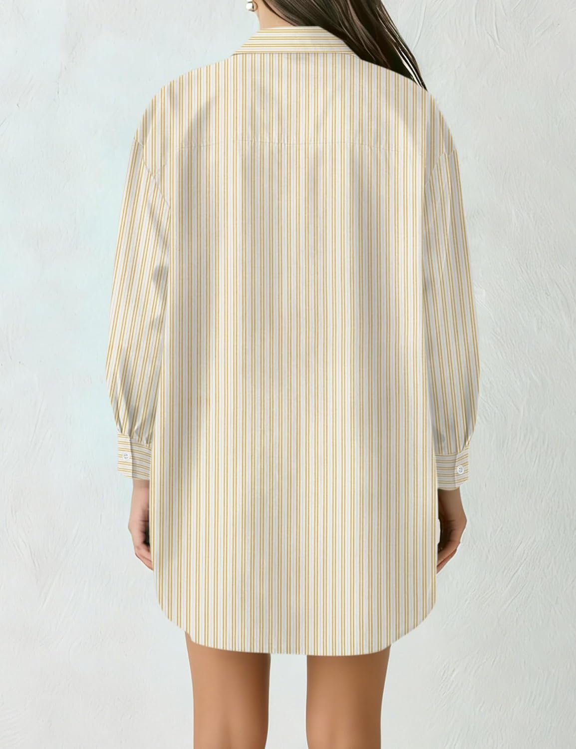 AKEWEI Button Down Shirts for Women Long Sleeve Collared Work Blouse Fashion Oversized Office Shirts with Pocket - Image 3