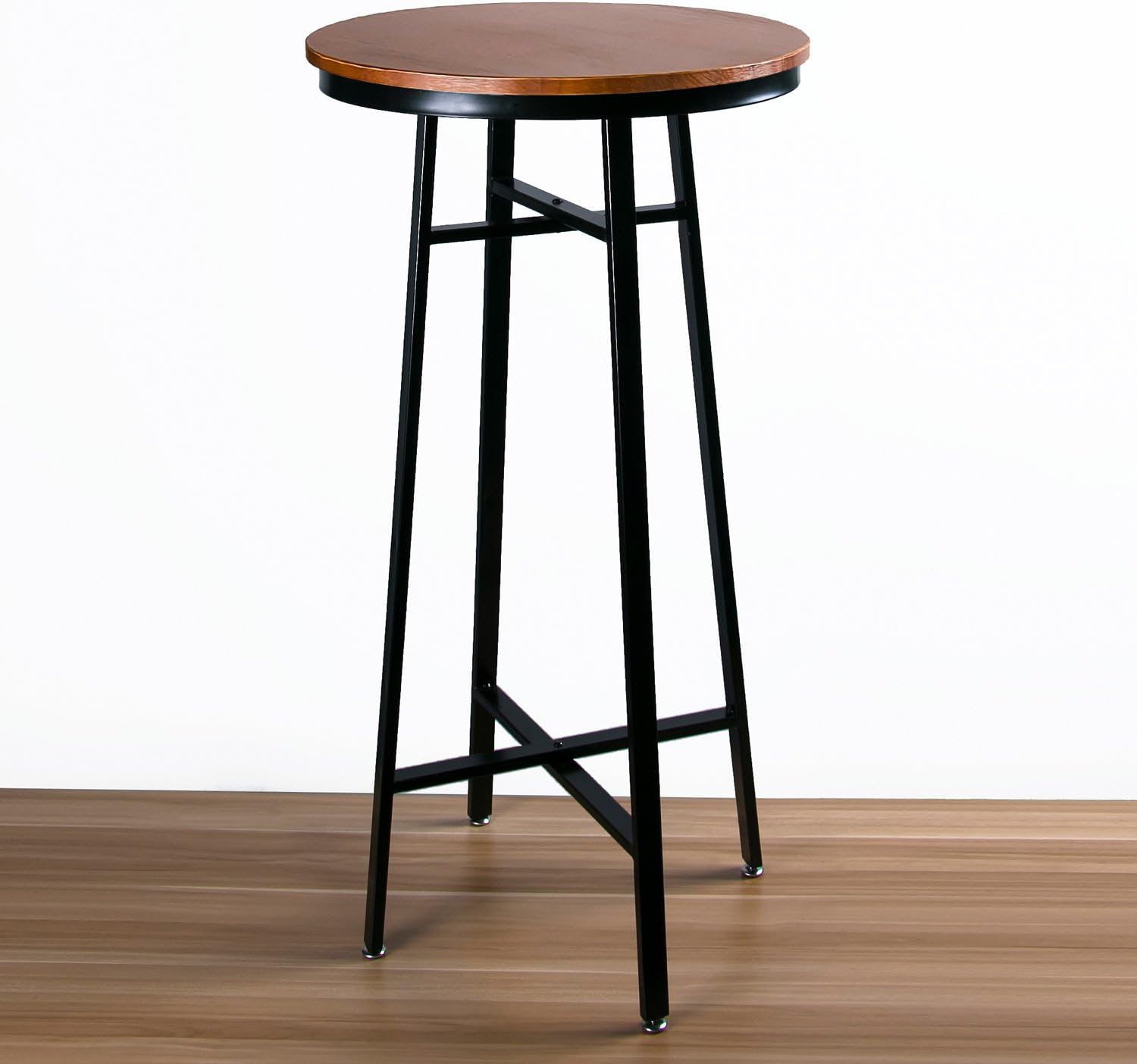 URANMOLE Bar Stools/Chairs for Bistro Pub Breakfast Kitchen Coffee, Round Wood Seat, Metal Legs, Bar/Counter Height Adjustable Swivel, Set of 2 (bar Table 002)