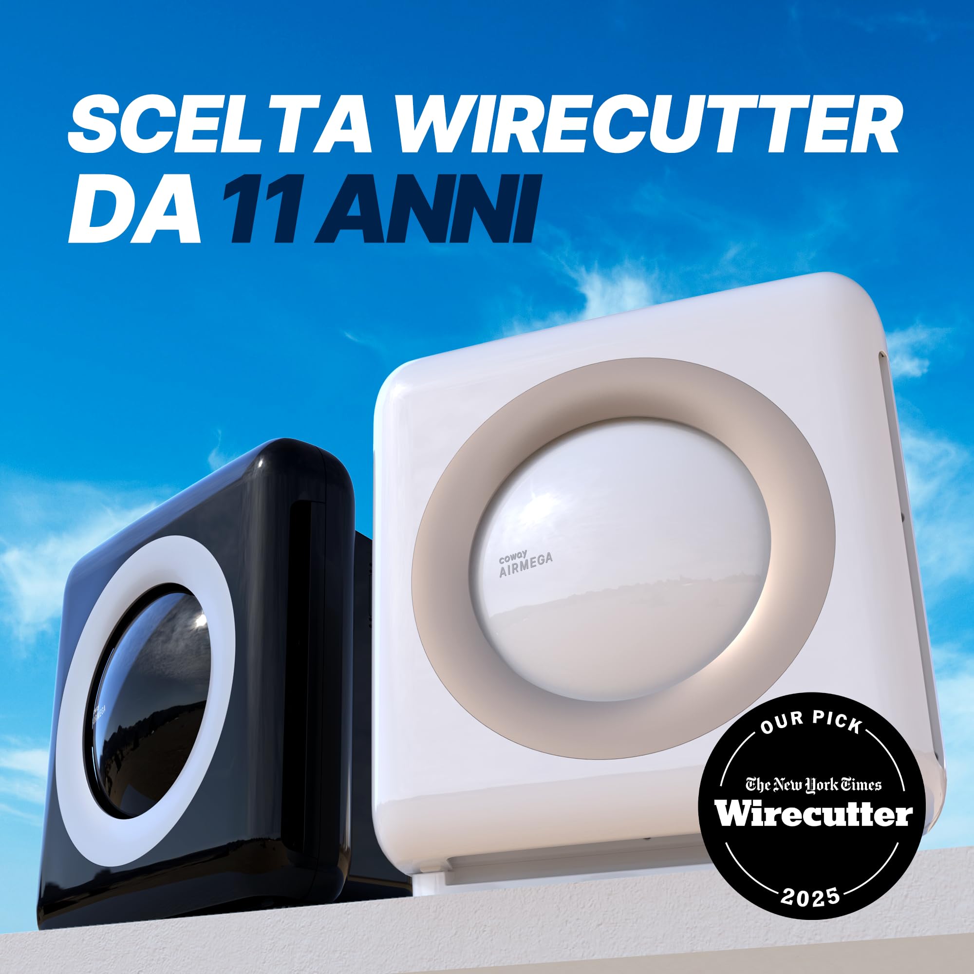 COWAY Purificatore d'aria con filtro HEPA, ionizzatore, prima scelta di Wirecutter, rimuove il 99,999% di particelle nocive fino a 0,01 µm per allergie, CADR 421 m³/h, ap-1512hh MIGHTY (Nero)