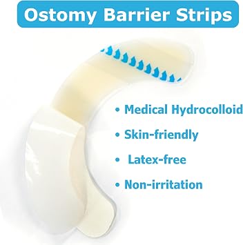 40PCS Ostomy Barrier Strips, Medical Hydrocolloid Ostomy Supplies, Elastic Barrier Strips, Waterproof Leak-Free Skin Adhesive Tapes for Stoma Care