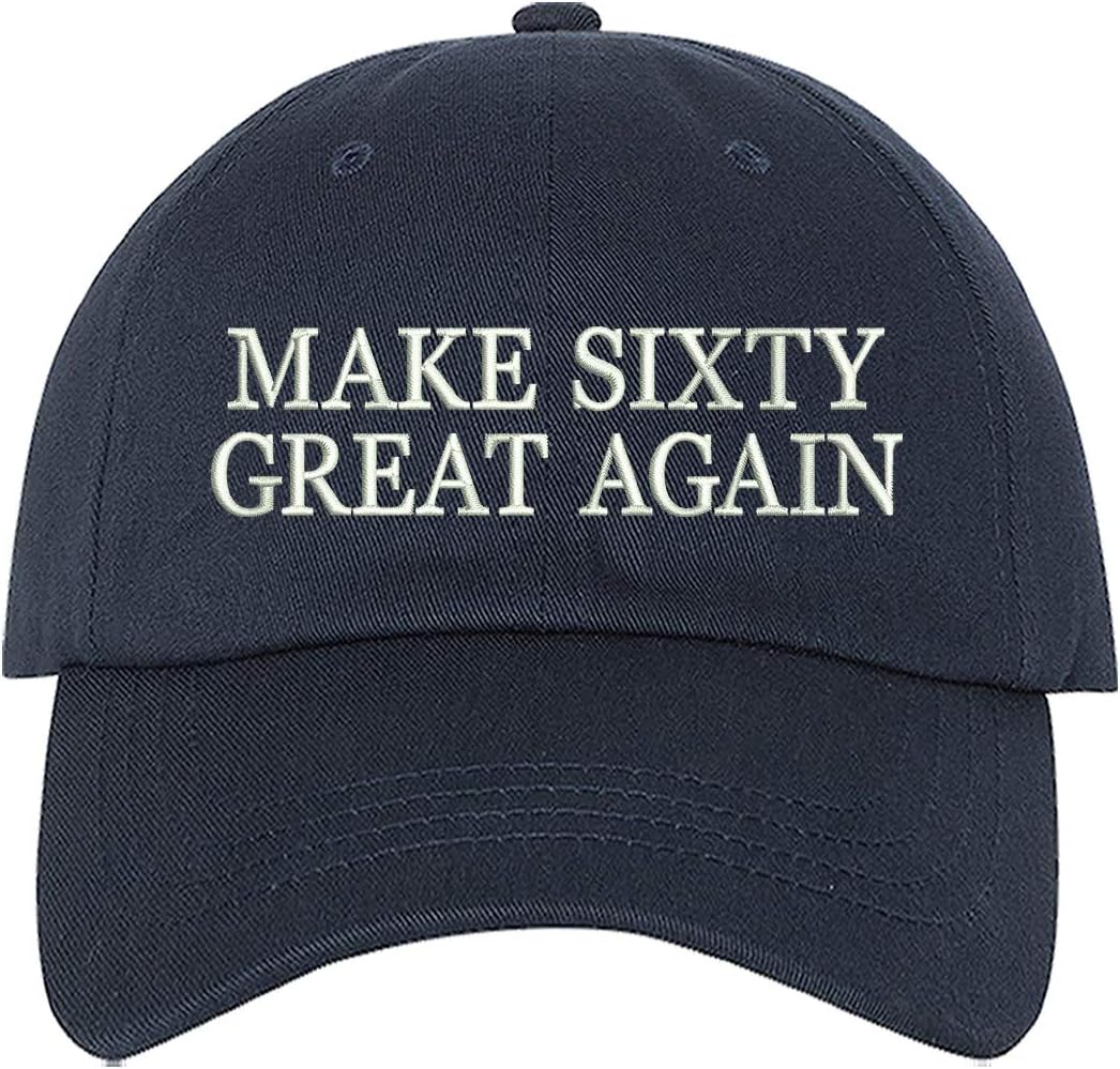 DSY Lifestyle Make Sixty Great Again Baseball Hat - 60th Birthday hat - Funny Birthday Hat
