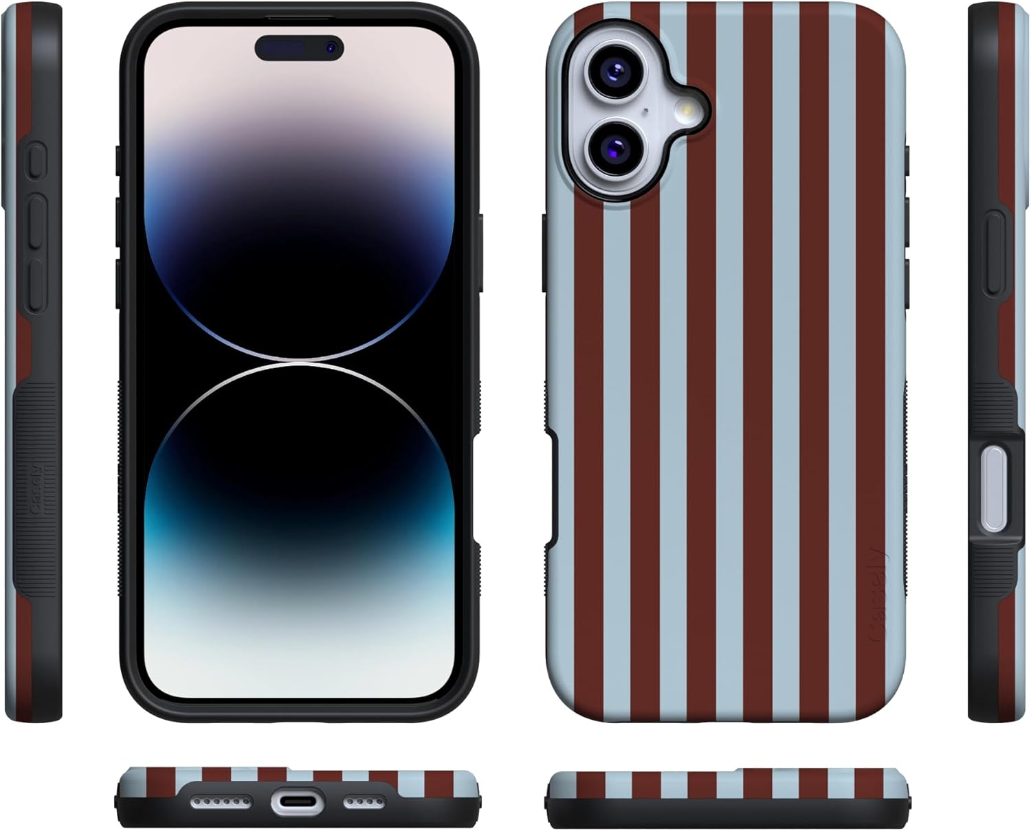 Casely iPhone 16 Case | Sunday in Brooklyn | Blue Stripes | Bold Protective Design | Compatible with MagSafe