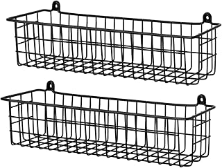 Spice Rack Organizer Wall Mount, 2 Pack Black Seasoning Rack Wire Storage Baskets for Wall or Cabinet Door in Kitchen and RV