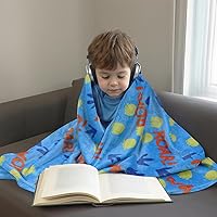 Vista 7 de Manta azul para niños con huellas de dinosaurio, 50 x 60 pulgadas, suave y acogedora manta de dinosaurio para sofá cama, manta de felpa con temática