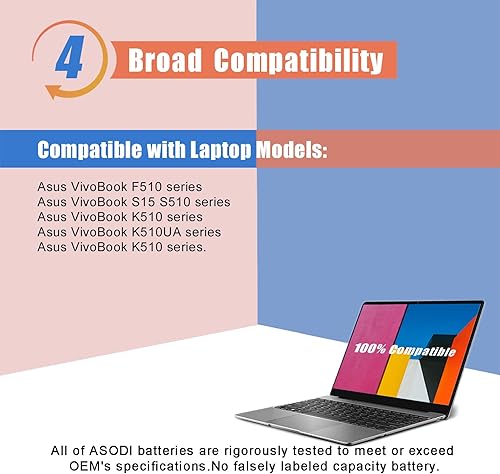 Miniatura 11 de ASODI B31N1726 - Batería de repuesto para portátil ASUS TUF Gaming FX504 FX504G FX504GD FX504GE FX504GM FX505 FX505DT FX505DV FX505DY FX80 FX80G