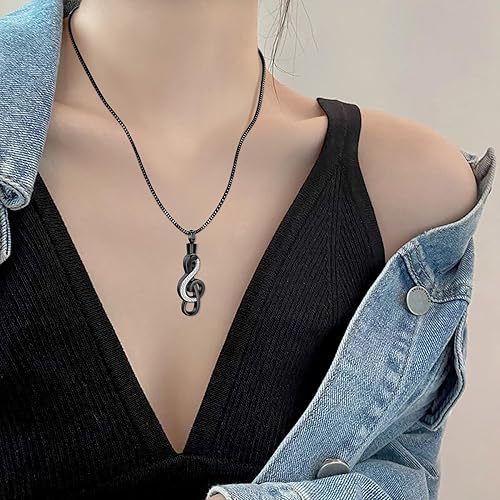 Miniatura 6 de XSMZB Cremation Jewelry Crystal Music Note Urn Necklace for Ashes Stainless Steel Necklace Urn Cremation Memorial Ashes Holder Keepsake Pendant