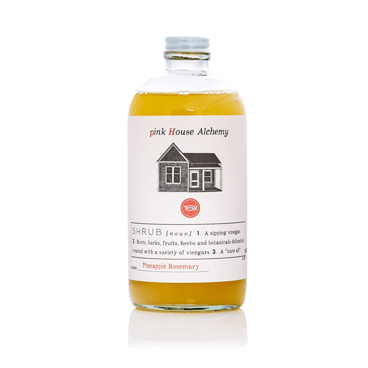 Pink House Alchemy Ginger Shrub - 16 Ounce Handcrafted All-Natural Mixer Acidulated Syrup for Cocktails, Sodas, Waters and Mocktails using Fresh Vinegar, Botanicals and Fruits
