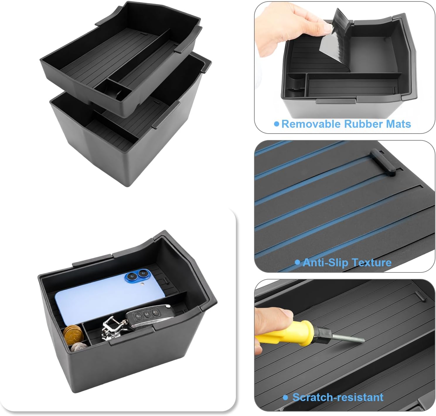 Double Layer, 2026 Forester Center Console Organizer for Subaru Forester (Only for Sport/Wilderness/Limited/Touring), Durable ABS Plastic&Anti-Slip Console Tray Insert 2026 Forester Accessories