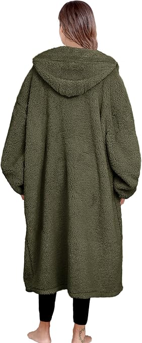 ililmmoe pluche hoodie-deken voor vrouwen en mannen, super warme en gezellige grote draagbare dekenhoodies voor thuis, dikke losse pluche jassen, one size