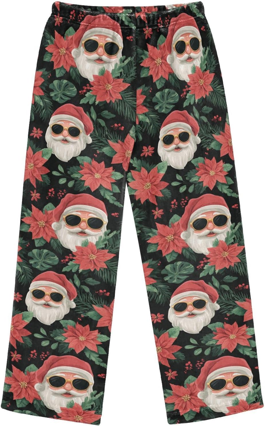 visesunny Santa Claus Sunglasses Christmas Trees Boys Pants for Kids Fleece Bottoms Long Jogger Pants Trousers Size 6-14Y