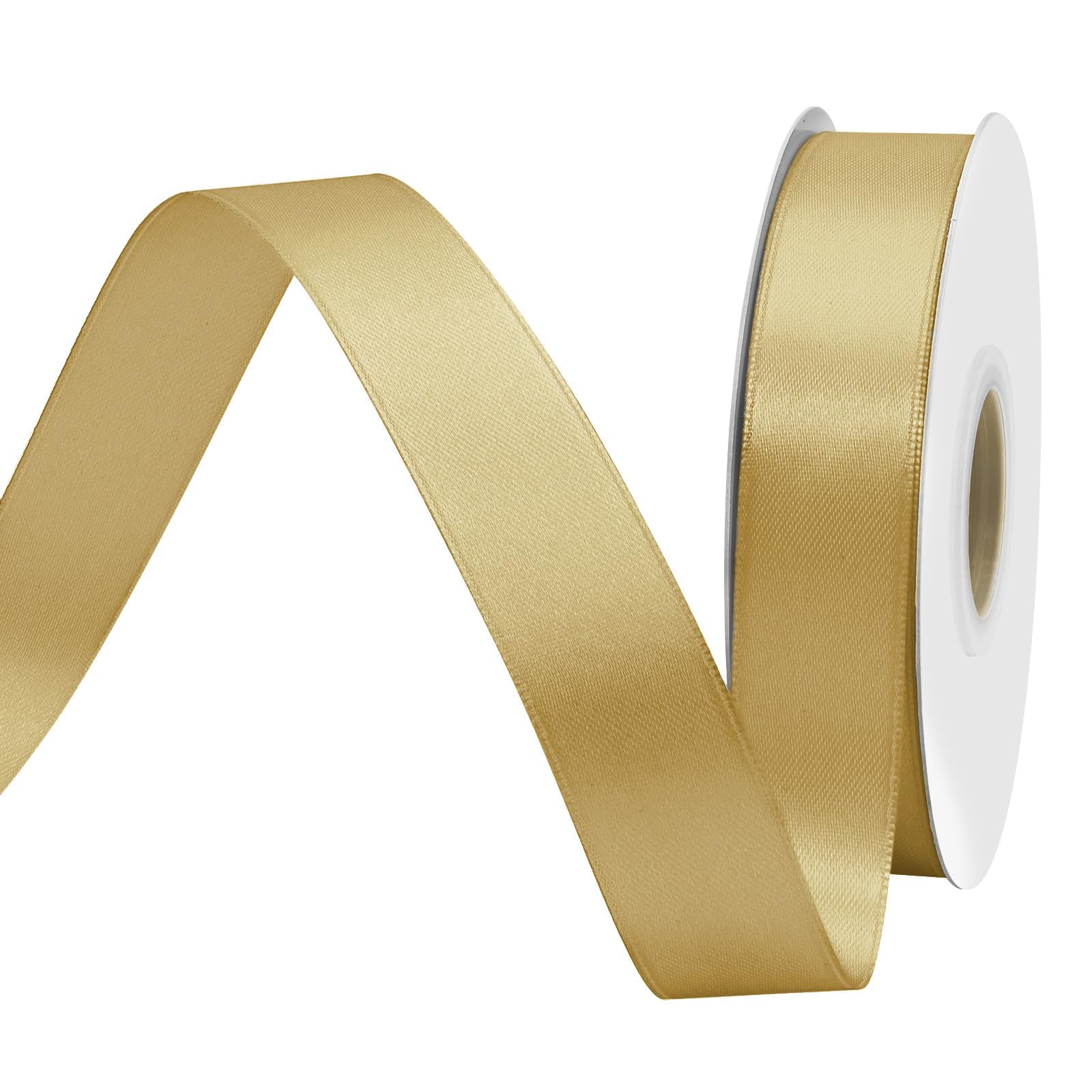 BVIEAKD 1 inch Wide 50 Yards Double Face Gold Satin Ribbon for Gift Wrapping Weddings Decoration Bouquet Balloons Arts Craft Sewing Hair Bow Invitation - Image 3