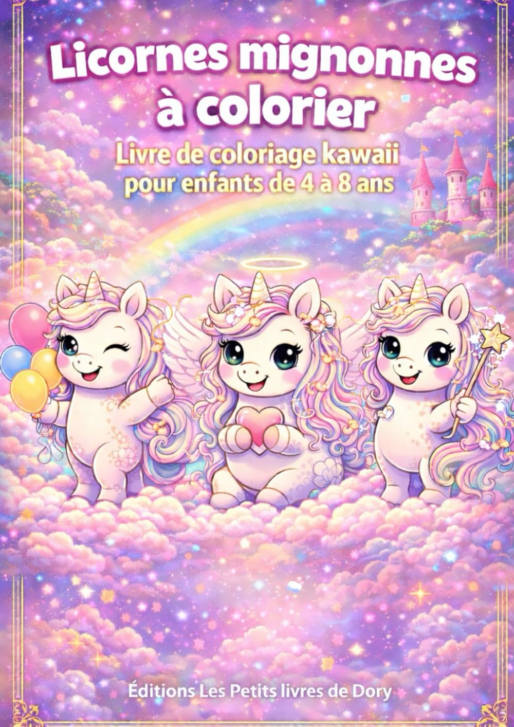 Licornes mignonnes à colorier: Livre de coloriage kawaii pour enfants de 4 à 8 ans