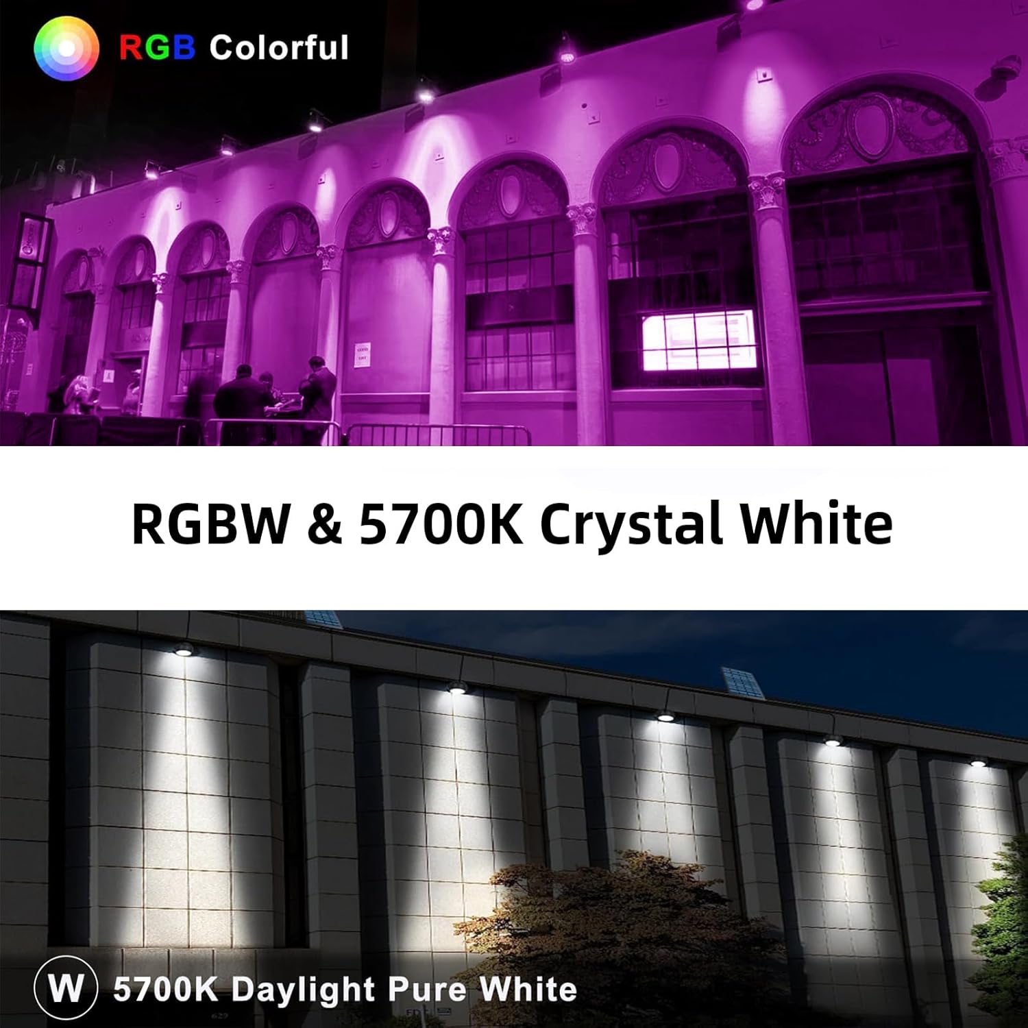 Linkable LED Wall Washer Light with RF Remote, 144W RGBW Color Changing Outdoor Landscape Spotlights, Waterproof Round Stage Lights for Club, Bar, Wedding, Show, Party, Event, Disco
