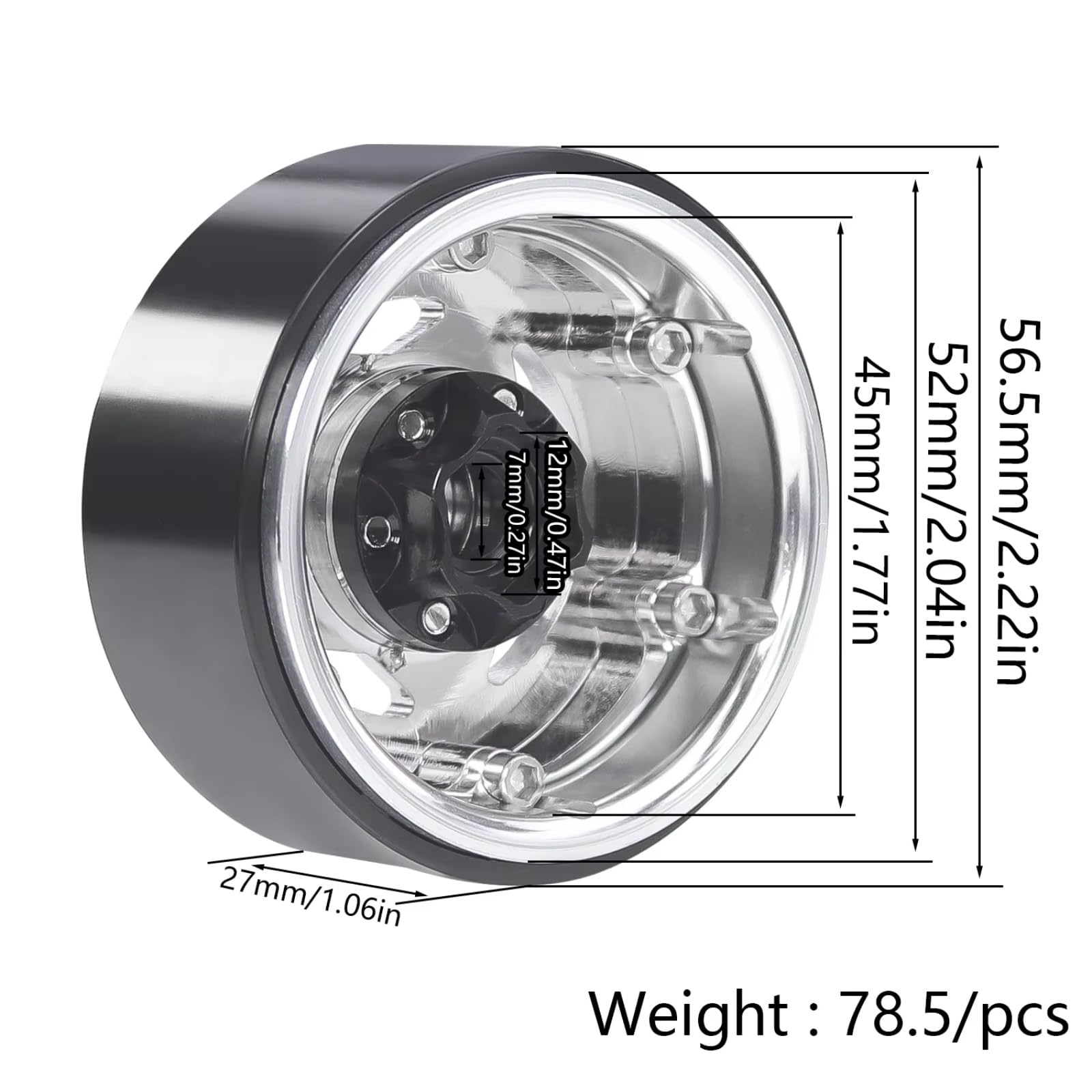 1,9 Alum Neg Offset Beadlocks para Wraith para Capra 1/10 Piezas | Pieza RC llanta ligera compensación negativa agarre lateral estable tuercas seguridad montaje seguro Repuesto