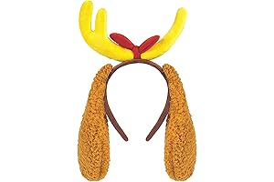 Puppy Christmas Deer Antler Headband with Dog Ears
