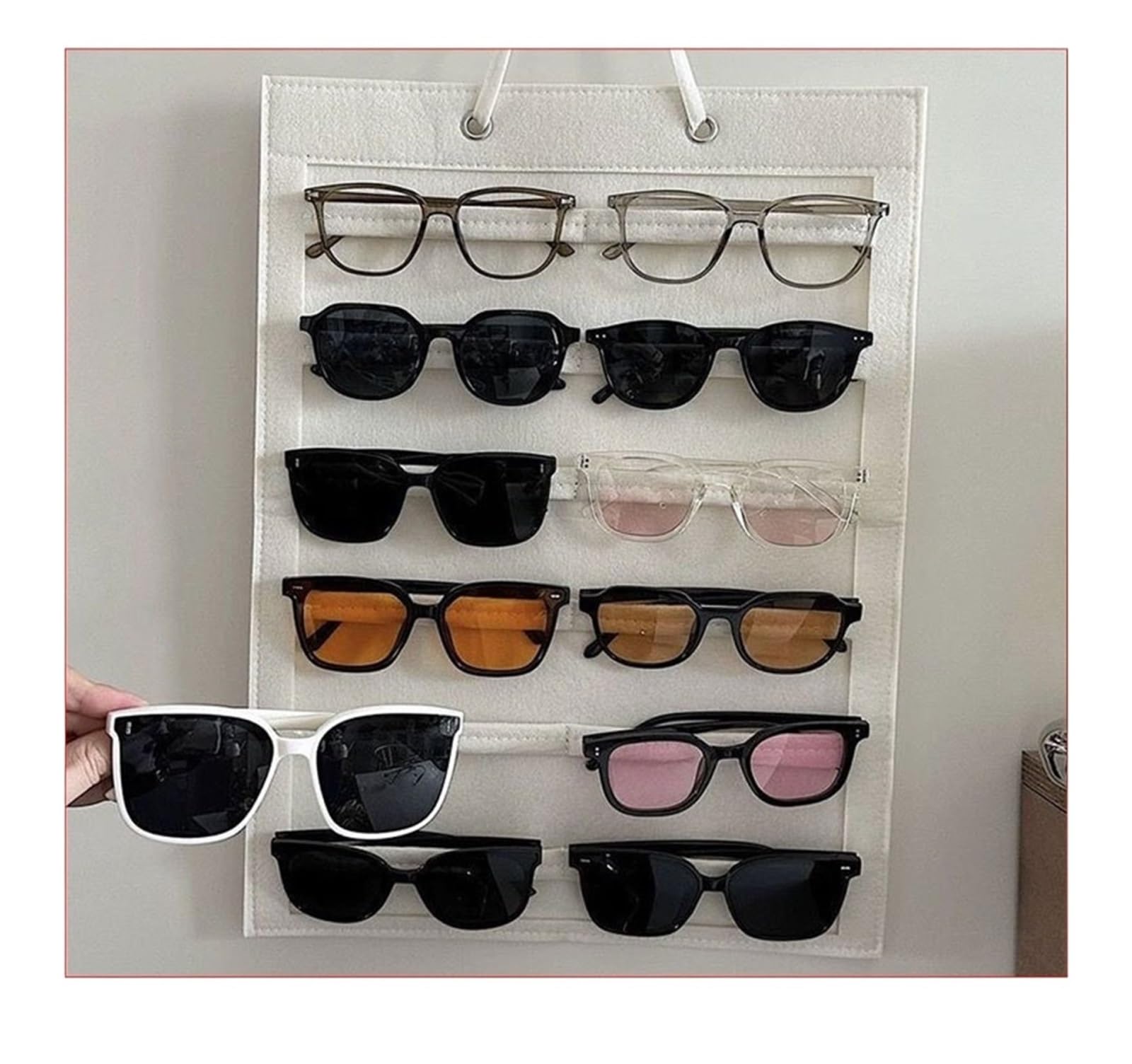 Brillen Organizer 2er-Packung Brillenaufbewahrungshalter Zur Wandmontage for Aufhängen Von Brillendisplays Brillenaufbewahrung(White)